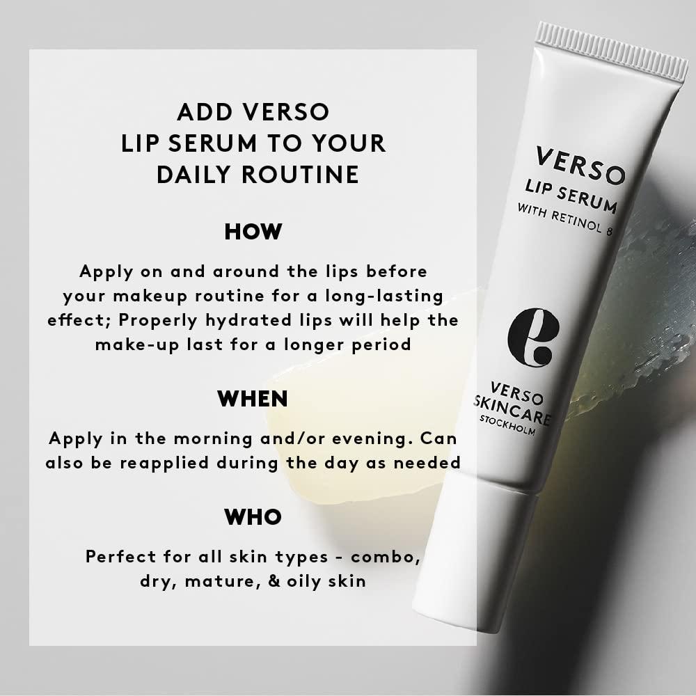 Verso Skincare Verso Skin Care | Moisturizing Lip Serum with Retinol 8 | Anti Aging Lip Plumper for Soft Lips & Youthful Skin | Lip Care Made E