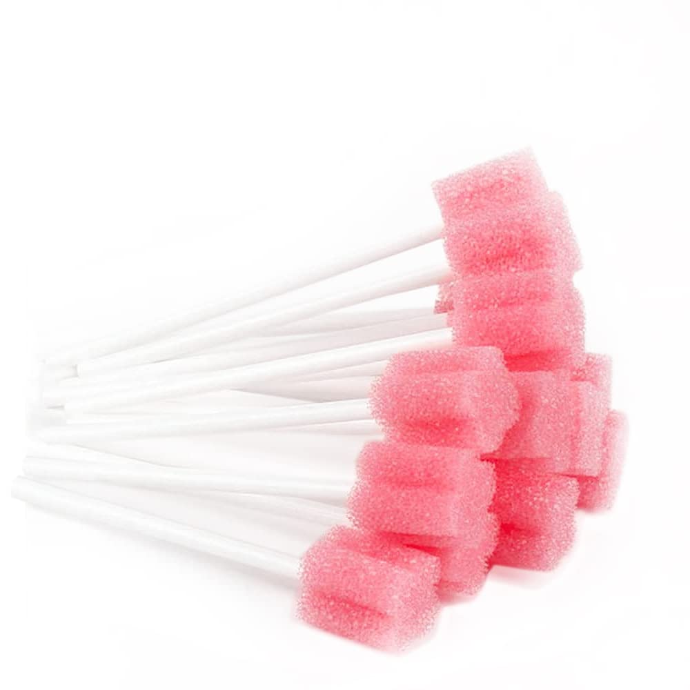 Wellgler's Sterile Sponge Mouth Swabs,Disposable Oral Swabs,Individually Wrapped (100pcs,Pink)