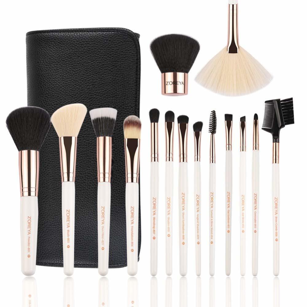 ZOREYA Z'OREYA Makeup Brushes Set,15pcs Rose Gold Luxury and Fashion Makeup Brushes,Professional Premium Synthetic Foundation Powder Co