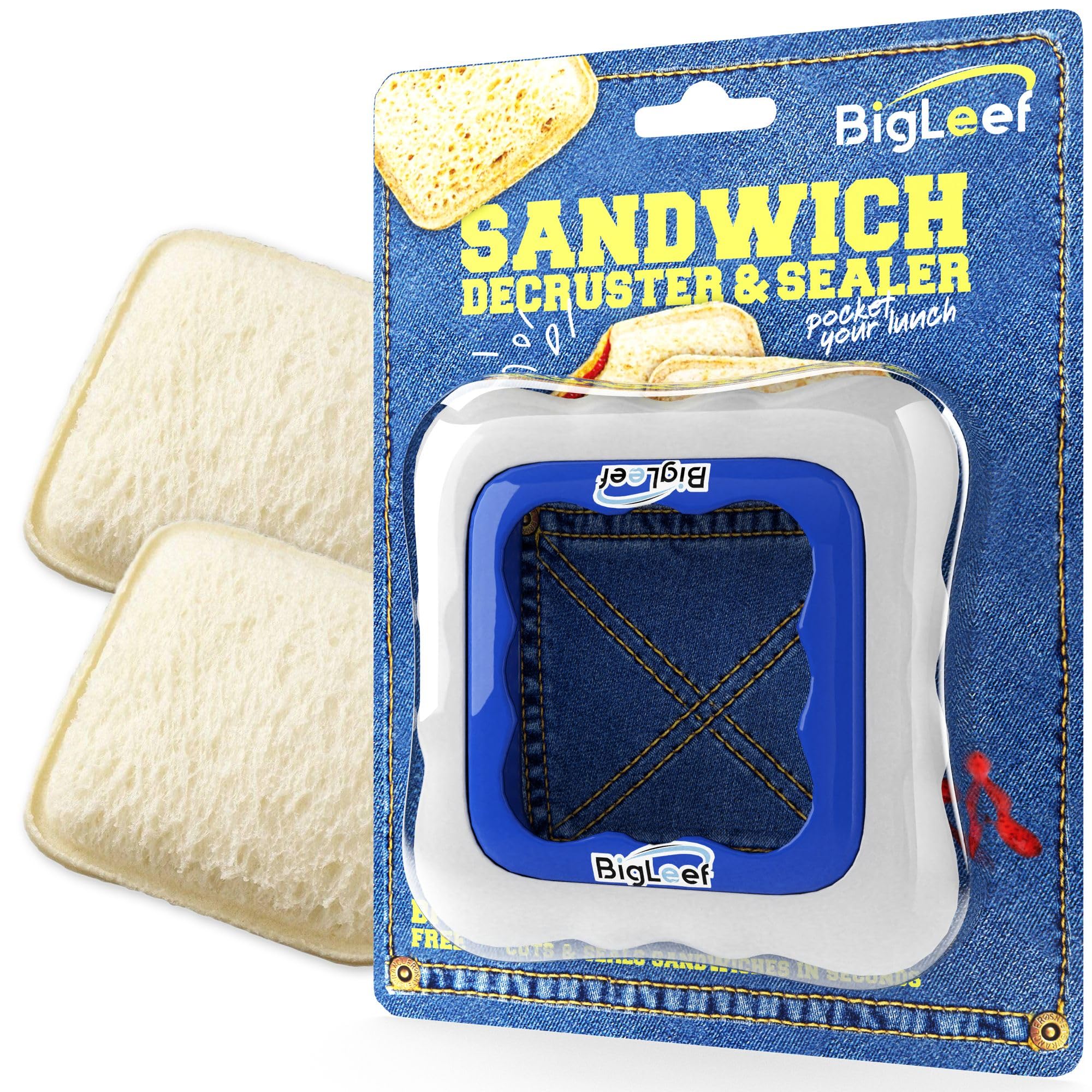 BigLeef Uncrustables Sandwich Maker - PBJ Sandwich cutter for Kids Lunch - Make & Freeze DIY Pocket Minis - Homemade Sandwich cutter and