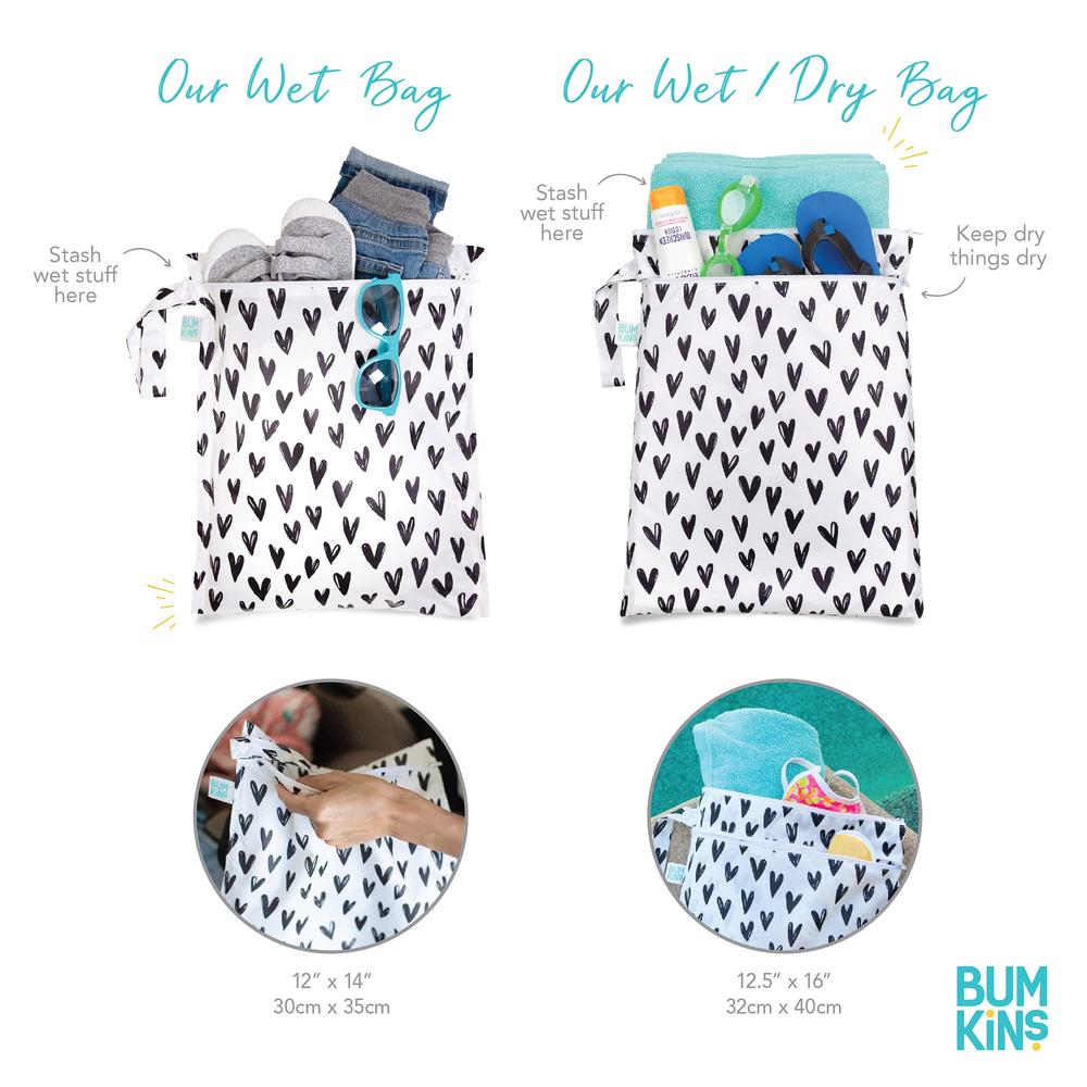 Bumkins Waterproof Wet Bag, Washable, Reusable for Travel, Beach, Pool, Stroller, Diapers, Dirty gym clothes, Swimsuits, Toiletr