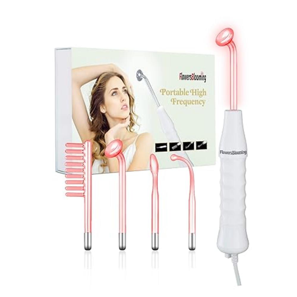 Quiet&Far High Frequency Facial Machine Skin care Tool for Wrinkles Reducing Skin Tightening High Frequency Facial Wand with 4 Tubes