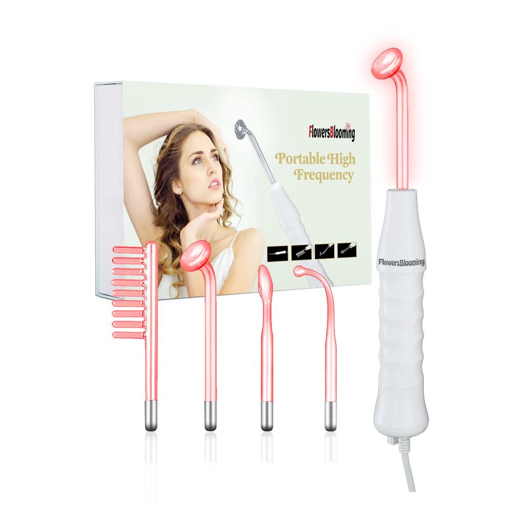 Quiet&Far High Frequency Facial Machine Skin care Tool for Wrinkles Reducing Skin Tightening High Frequency Facial Wand with 4 Tubes