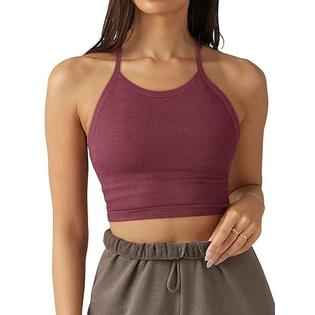 LASLULU Workout Sports Bra for Women cropped Tank Tops going Out Tops  Halter crop Tops cami