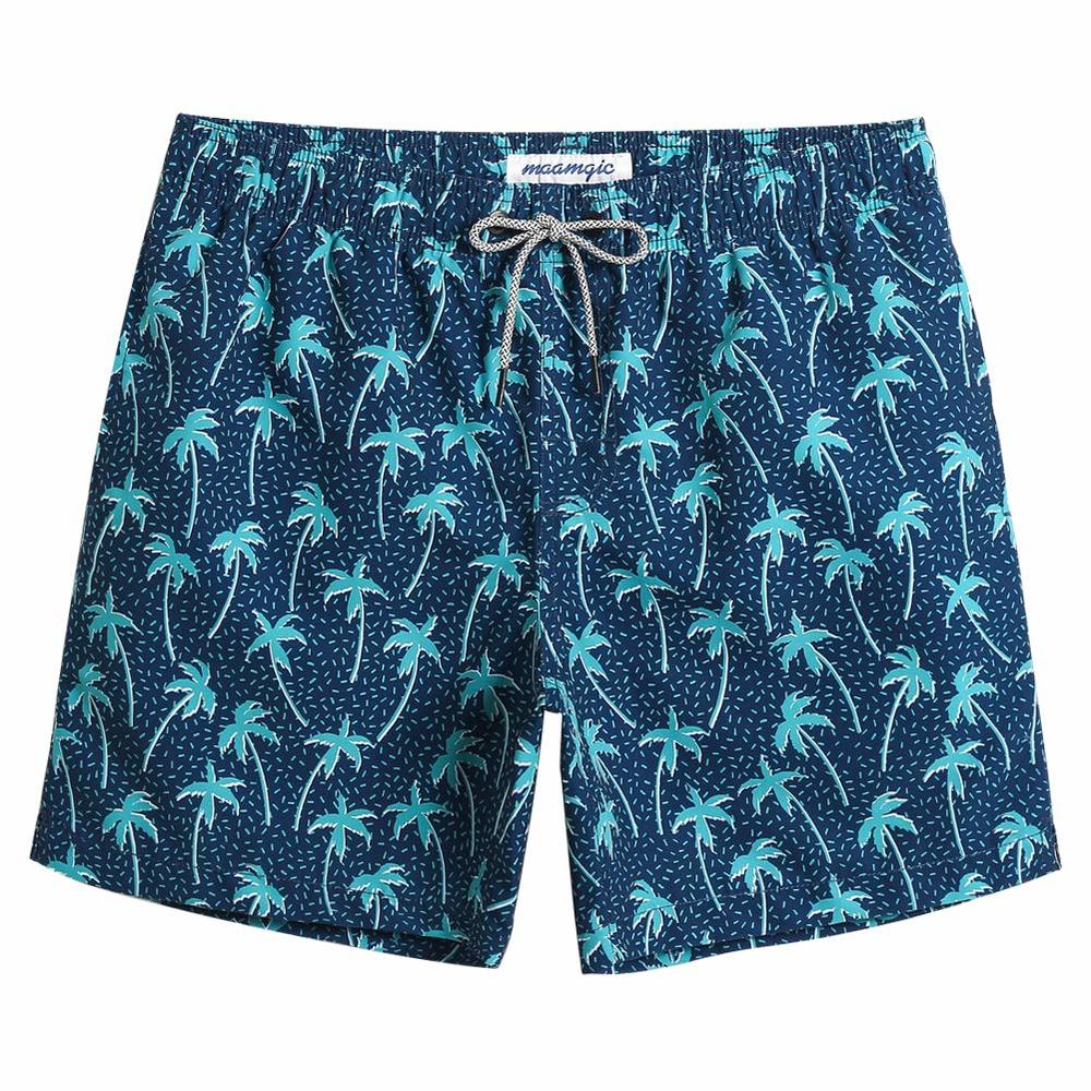 maamgic Mens Slim Fit Swim Shorts Swim Trunks 7 inch Quick Dry Mens Bathing Suits with Mesh Lining 1852755-dark Blue Palm Tree-2