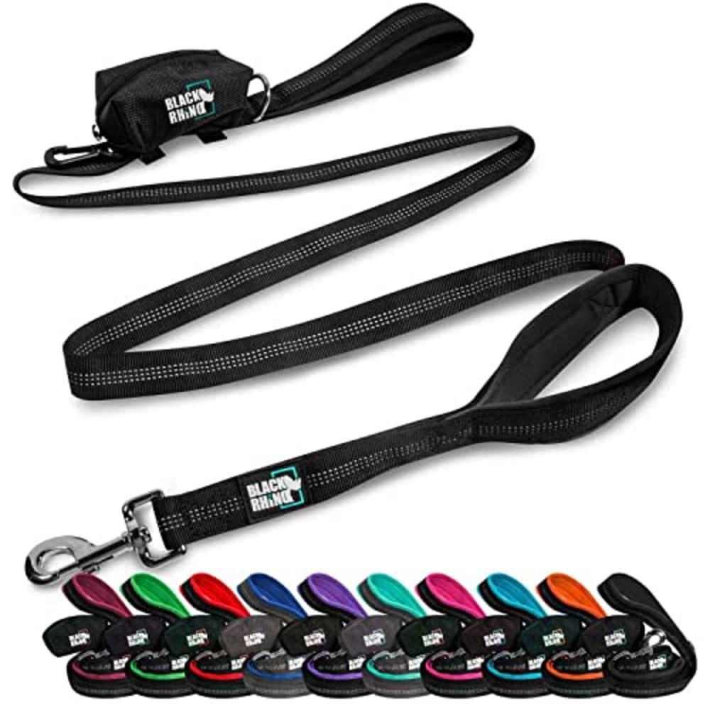 Black Rhino Dog Leash - Heavy Duty 6ft Long Leashes for Medium & Large Dogs Two-Traffic Padded comfortable Neoprene Handles for 