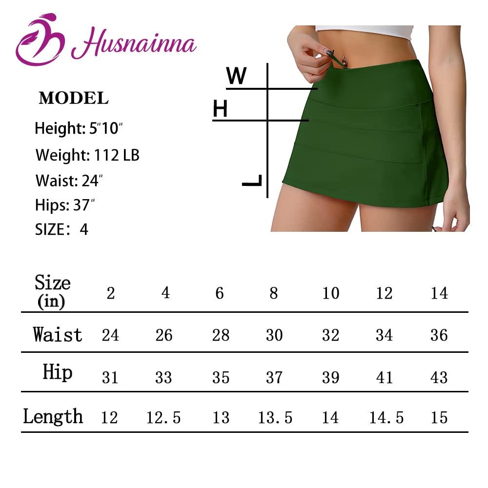 Husnainna High Waisted Pleated Tennis Skirt with Pockets Athletic golf Skorts for Women casual Workout Built-in Shorts 018BZQ-Ar