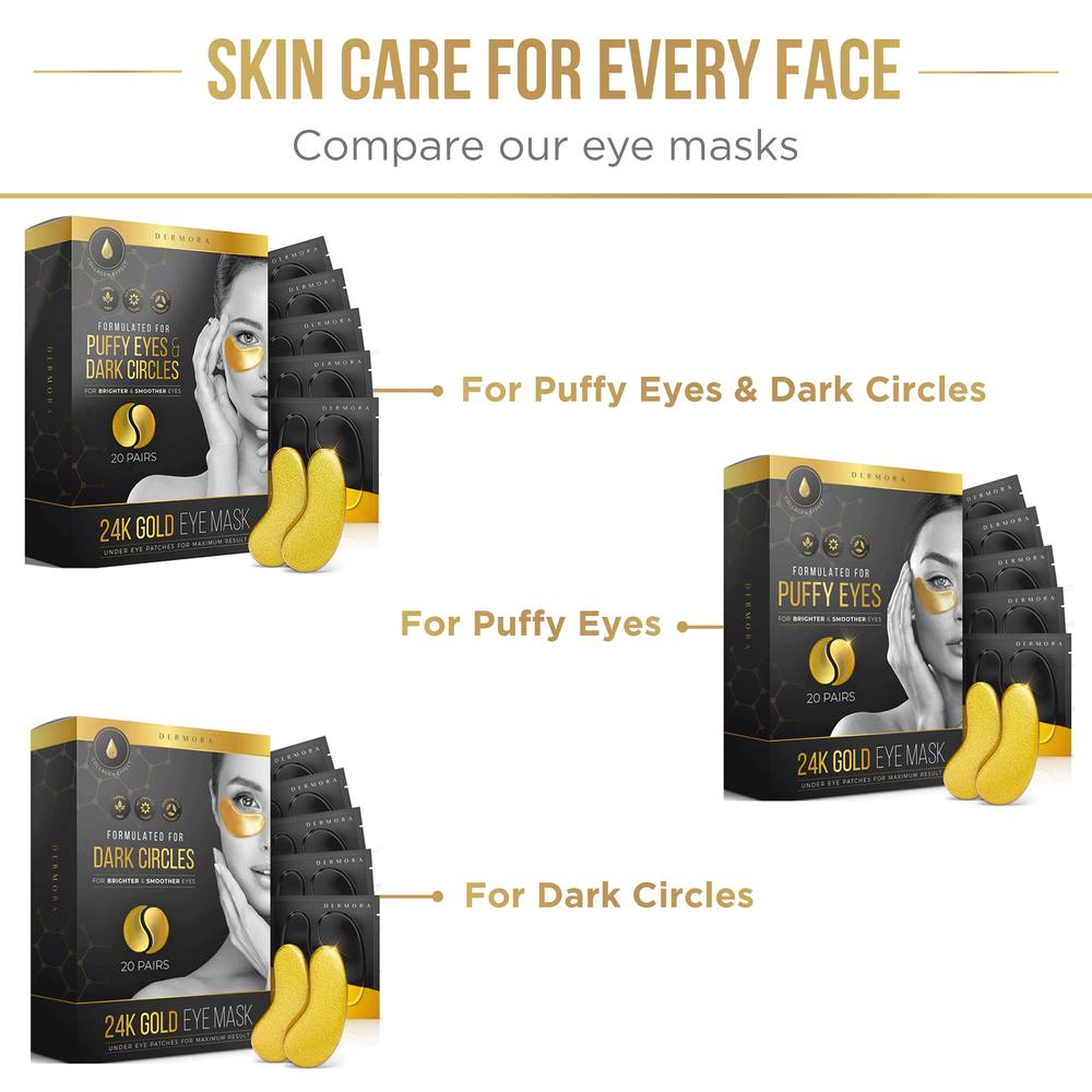DERMORA golden glow Under Eye Patches (20 Pairs Eye gels) - Rejuvenating Treatment for Dark circles, Puffiness, Refreshing,Revit