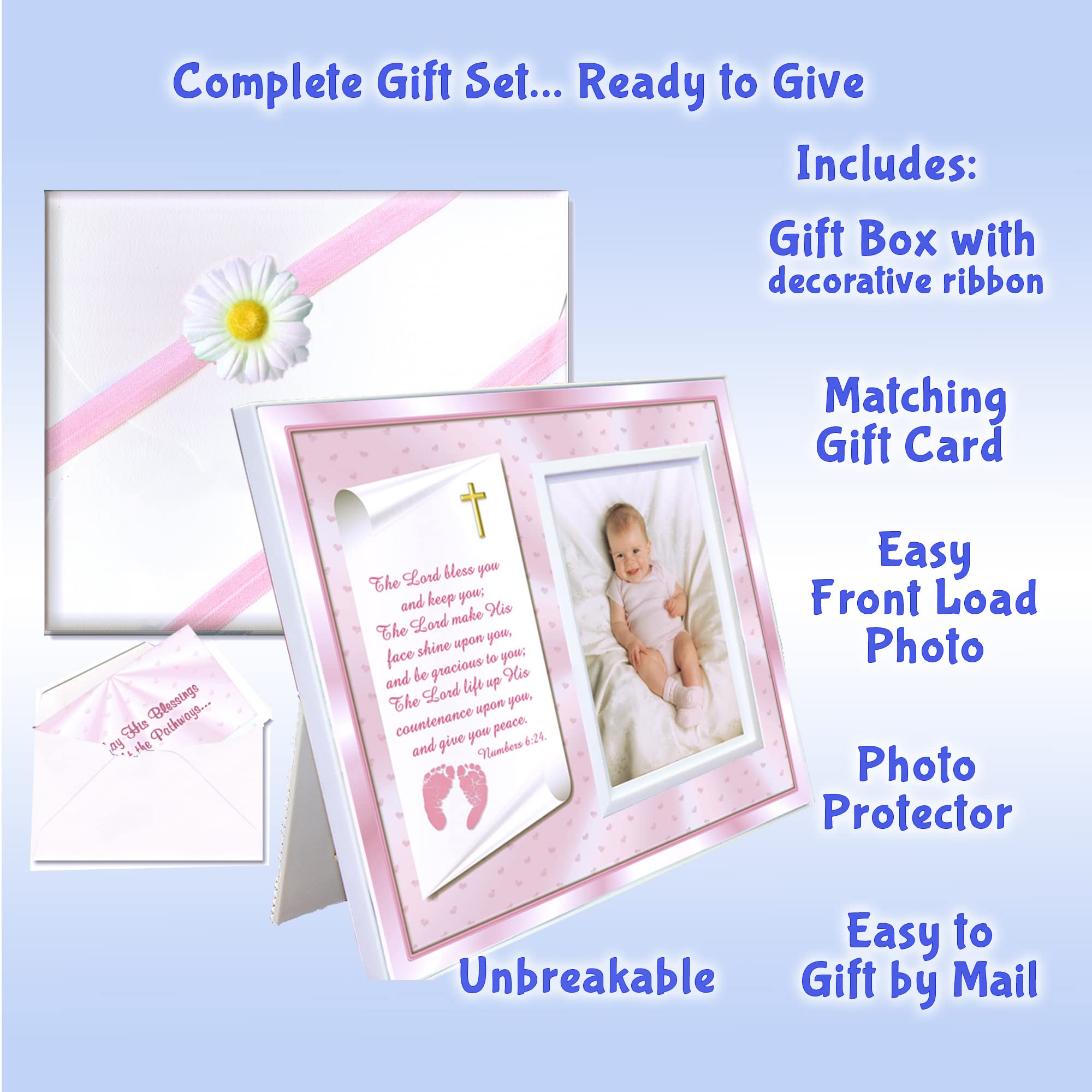 Expressly Yours! Photo Expressions Expressly Yours Photo Expressions Baptism christening gifts Baby Blessing Picture Frame -Numbers 6:24-26 - girl