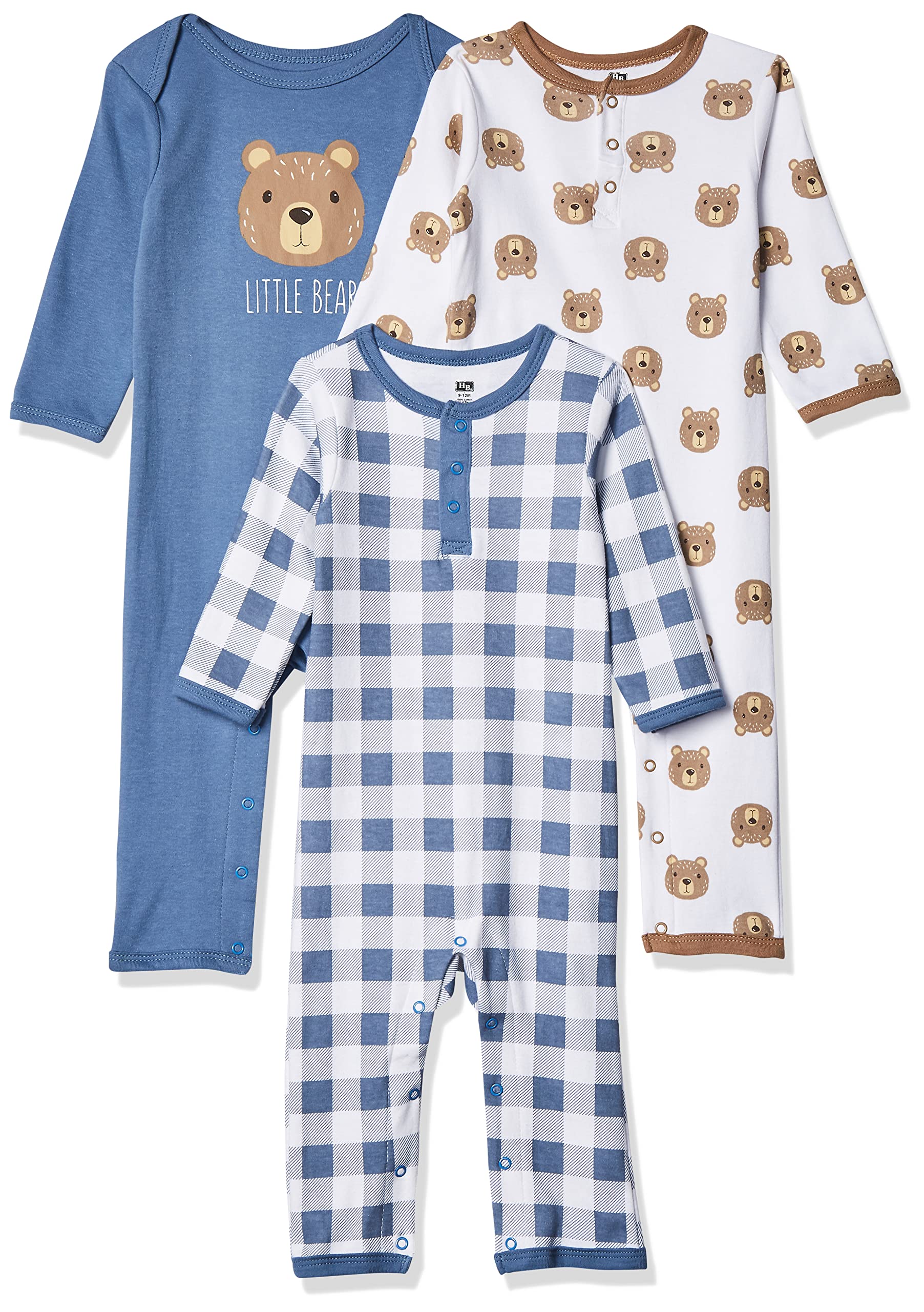 Hudson Baby Unisex Baby cotton coveralls, LITTLE BEAR, 12-18 Months