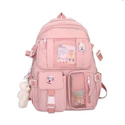 Orvila cute Backpack Kawaii School Supplies Laptop Bookbag, Back to School and Off to college Accessories (Pink)