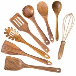 AIUHI Wooden Kitchen Utensils for cooking,Natural Teak Wood Utensil Set,Wooden Spoons for cooking Nonstick Kitchen Utensils set Spatul