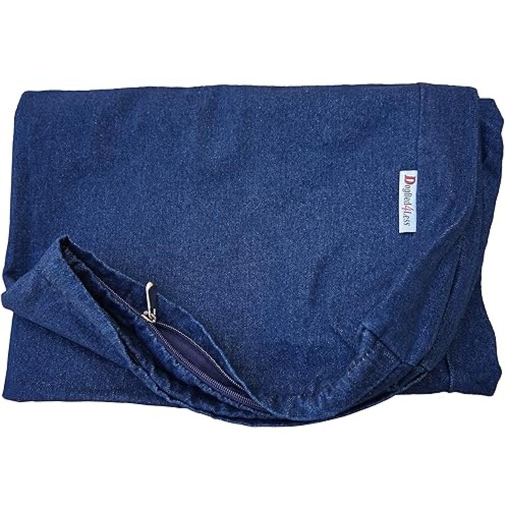 Dogbed4less 47X29X4 Inches Extra Large Blue color Denim cotton Jean Dog Pet Bed External Zipper Duvet cover - Replacement cover 