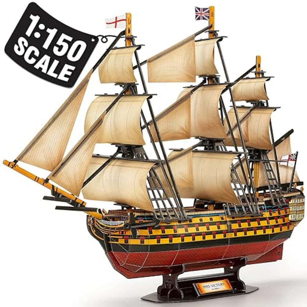 cubicFun 3D Puzzles Large HMS Victory Vessel Ship Sailboat Model Kits for Adults and Teens Toys, 189 Pieces, T4019h