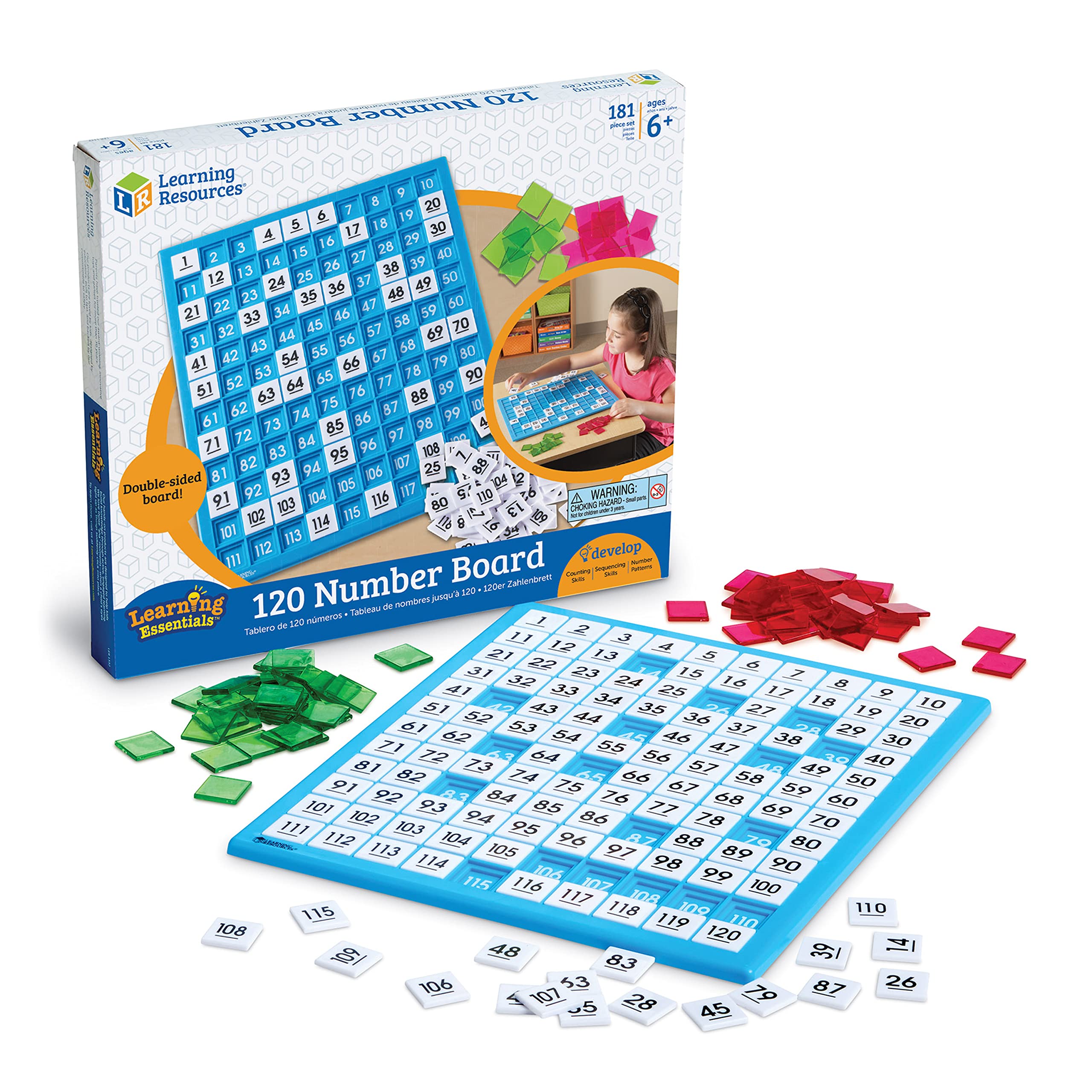 Learning Resources 120 Number Board -181 Pieces, Ages 6+ Learning Math games for Kids, Educational and Fun games for Kids