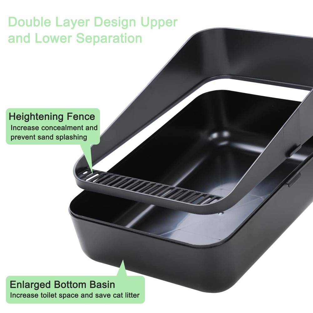 Sfozstra Open Litter Box,Durable High Side Sifting, Secure and Odor Litter Box, Removable Litter Box, Easy to clean Litter Box f