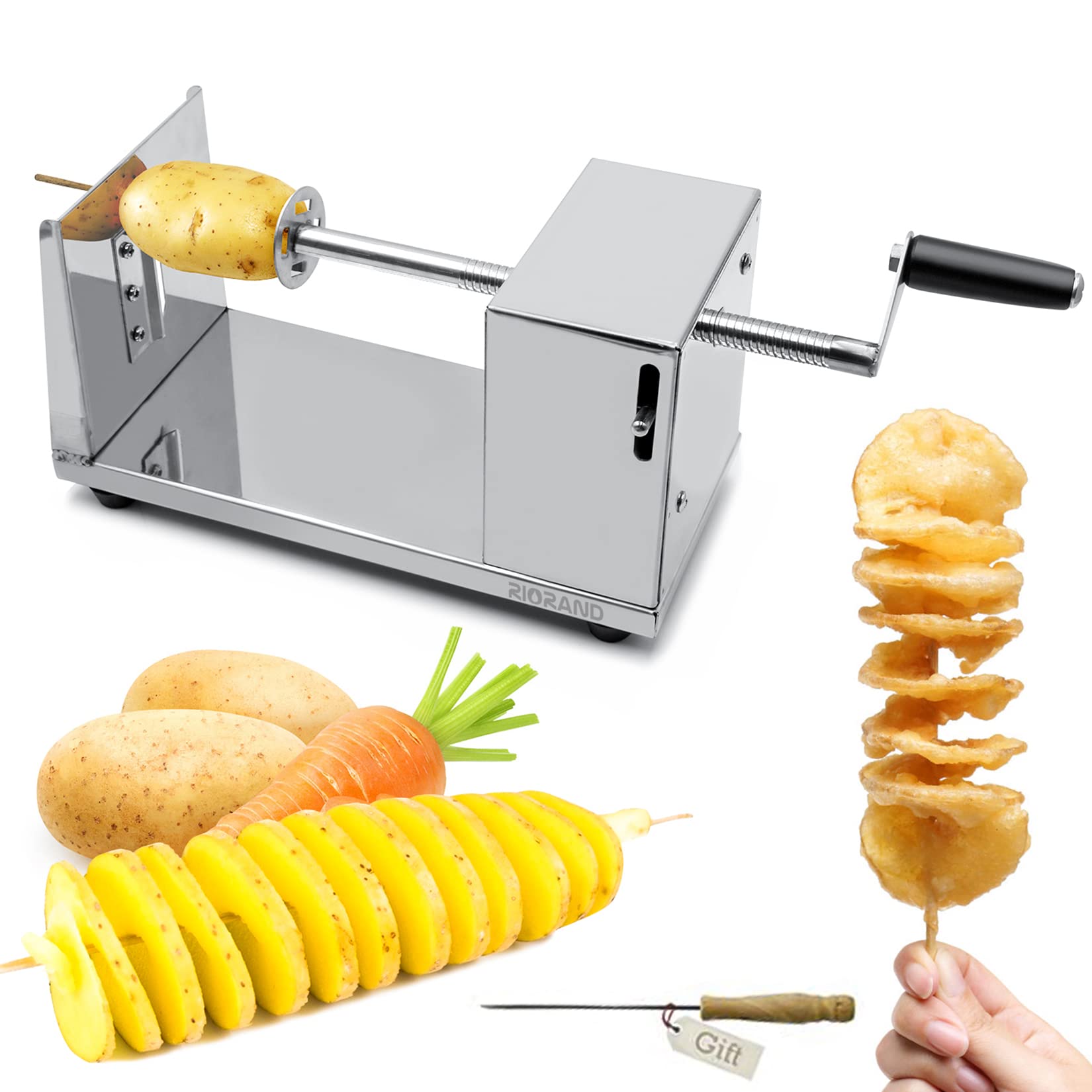 thumbnail: Handmatige Aardappel Spiraalsnijder - Roestvrijstalen Twisted Potato Slicer Voor Friet En Chips