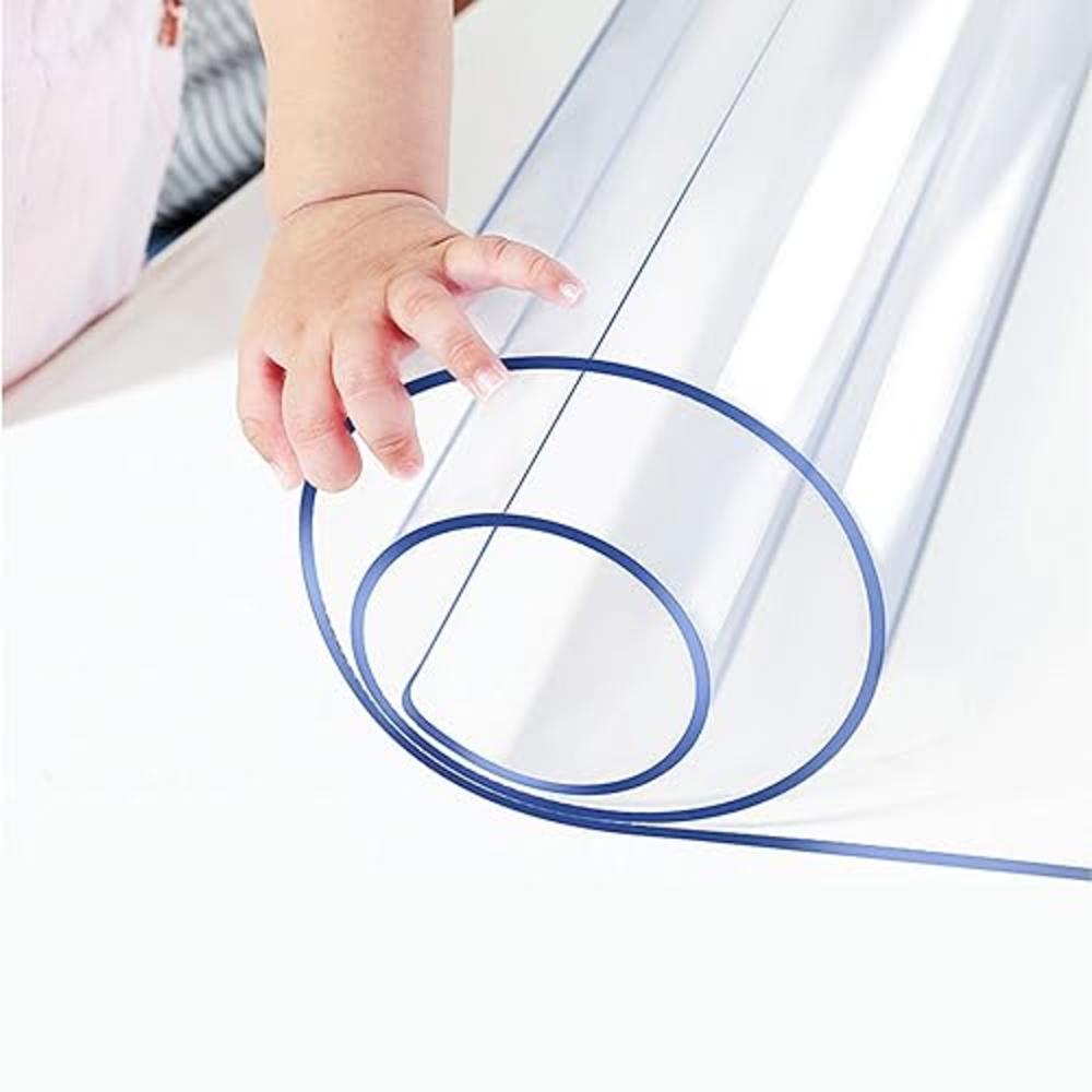 WADRAC 36 in Round clear Plastic Dining Room Table Protector PVc Table Pad cover Mat Vinyl Table cloths Pad Easy clean Waterproof Wipea