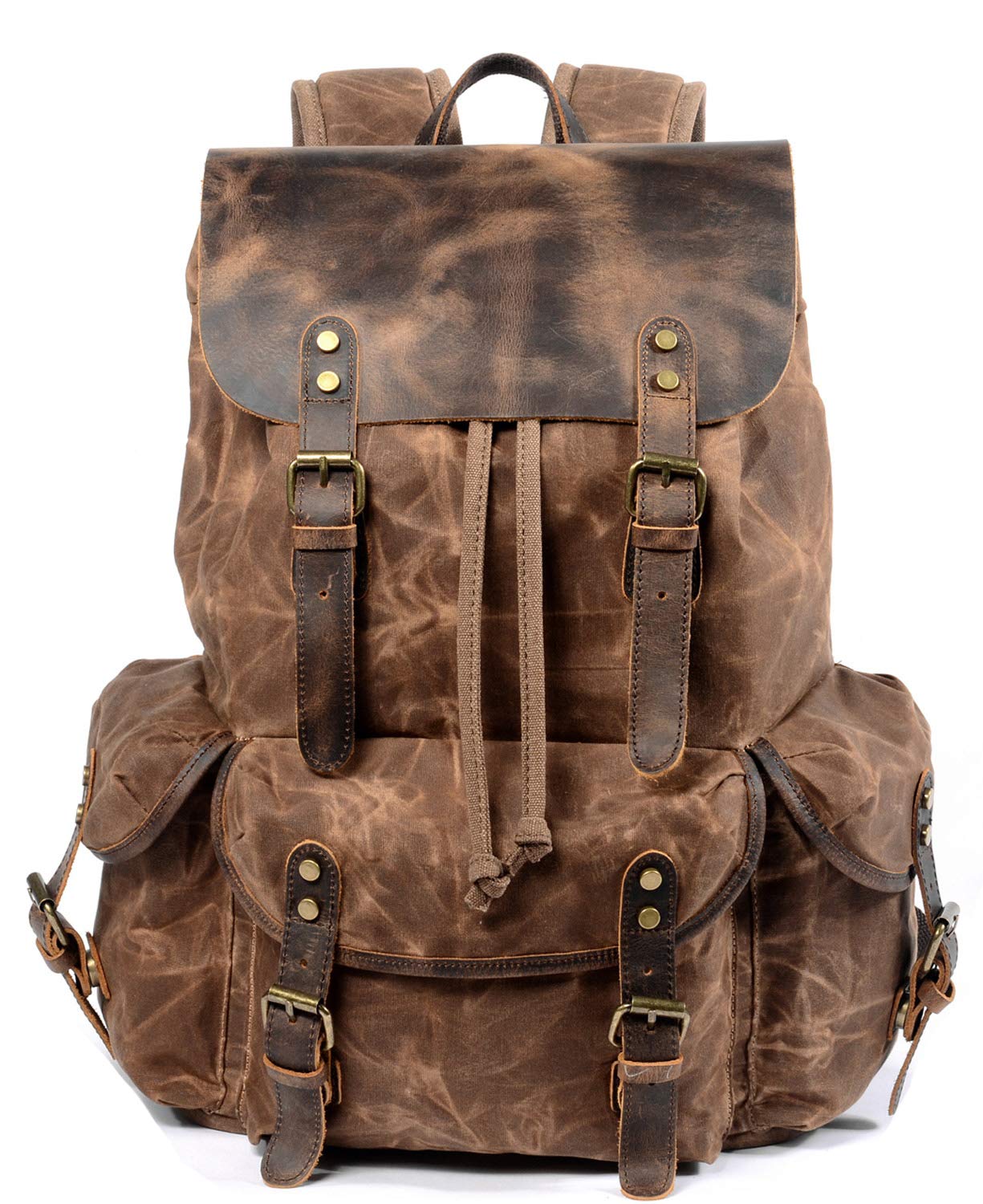amazon leather backpack mens Premium 15 Dual-Compartment Laptop and durability Faux Leather Black Leather Backpack
