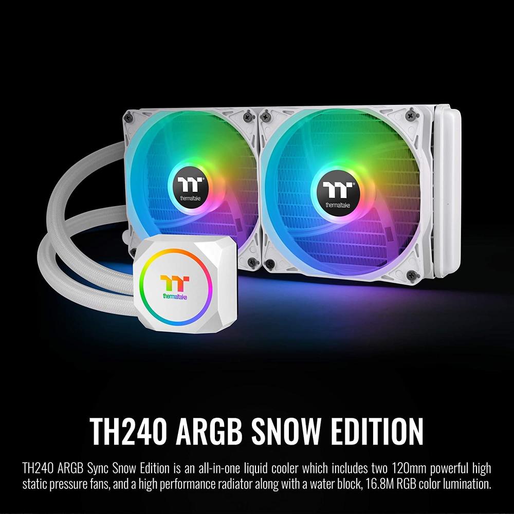 Thermaltake TH240 ARgB Motherboard Sync Snow Edition Intel LgA1700 ReadyAMD AM5 All-in-One Liquid cooling System 240mm High Effi