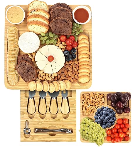 Utopia Kitchen Bamboo cheese Board Set - Large charcuterie Boards Set & cheese Platter - Unique House Warming gifts, New Home & 