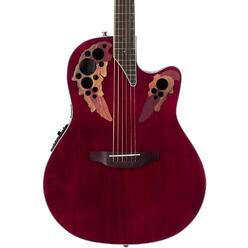 Ovation celebrity collection 6 String Acoustic-Electric guitar, Right, Ruby Red, Super Shallow Body (cE48-RR)