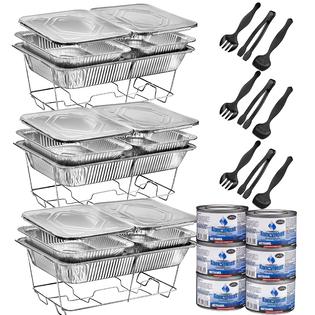 MAXYGIFT Disposable chafing Dish Buffet Set, Food Warmers for Parties,  complete 33 Pcs of chafing Servers with covers, catering Supplies