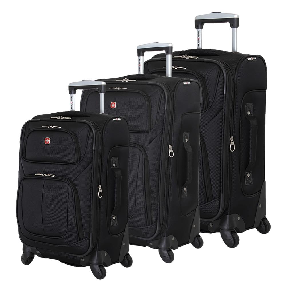 Swissgear Sion Softside Expandable Roller Luggage, Black, 3 Piece Set (212527)