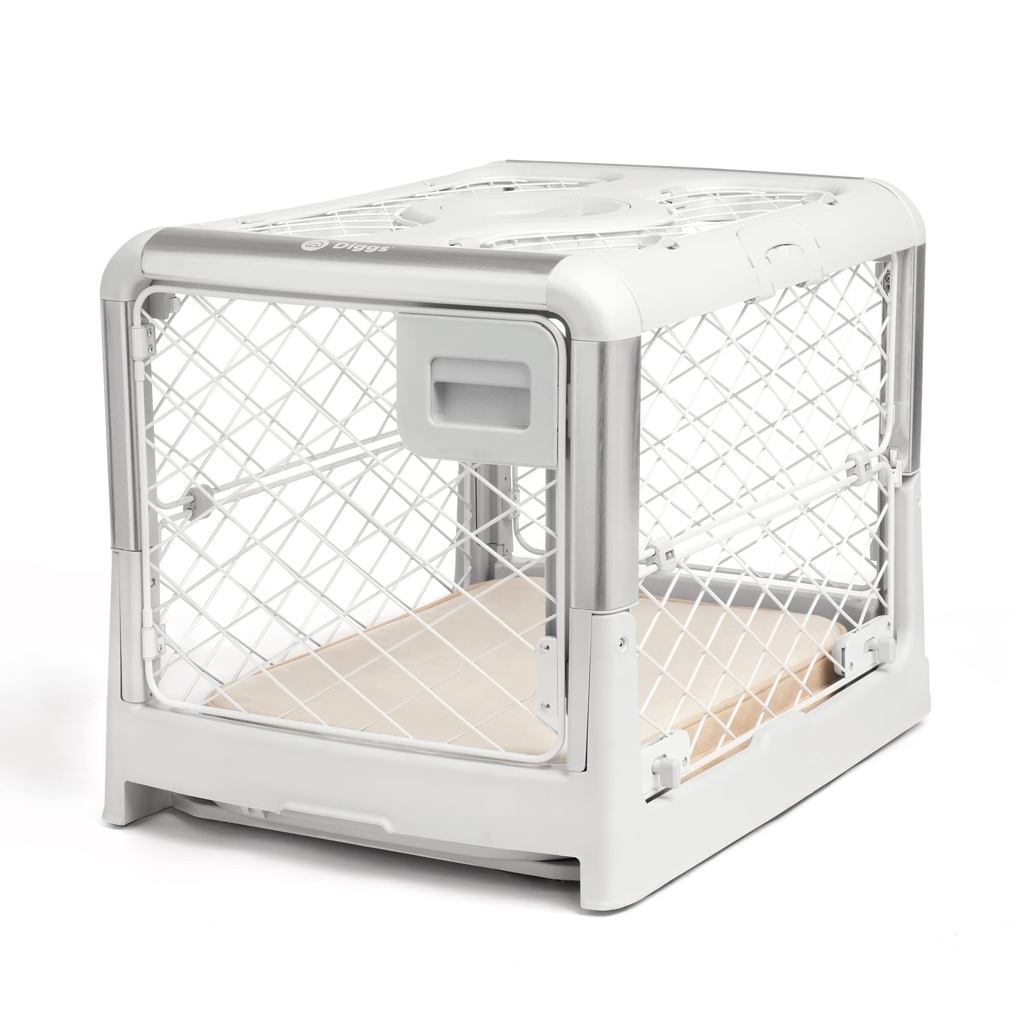 Diggs Revol Dog crate (collapsible crate, Portable Travel Kennel) for Medium Dogs and Puppies (Ash)