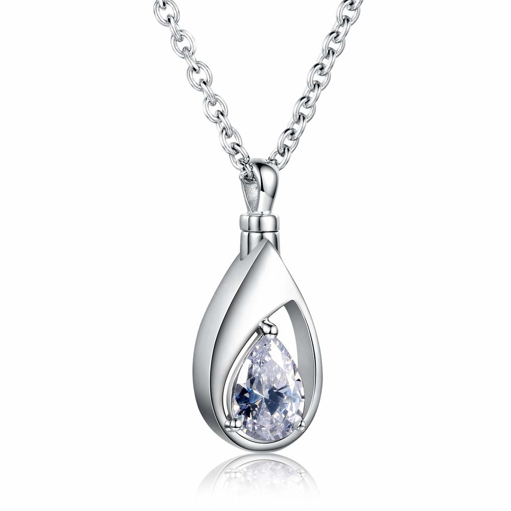 Sariel 925 Sterling Silver Cremation Jewelry Memorial CZ Teardrop Ashes Keepsake Urns Pendant Necklace for urn Necklaces Ashes Jewelry 