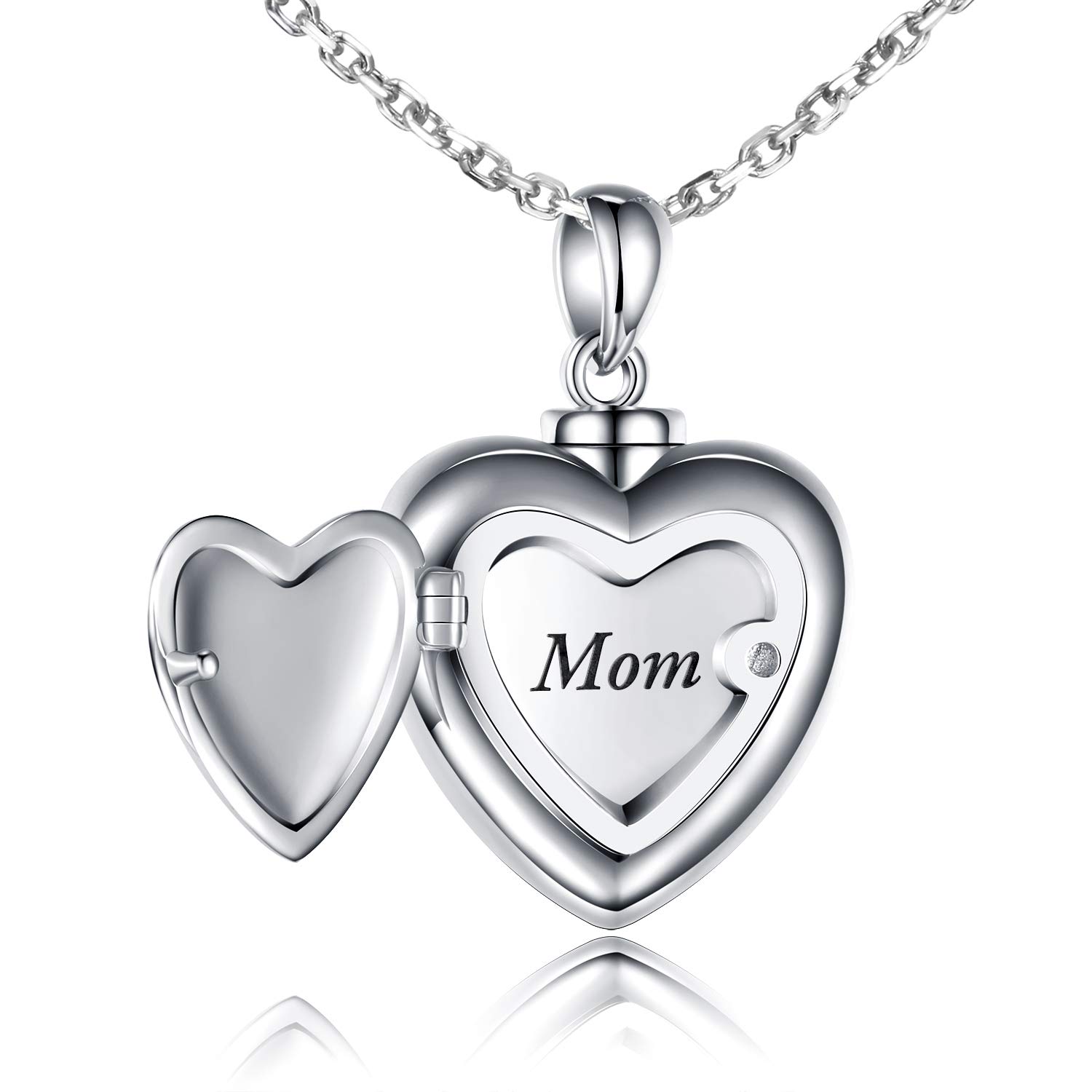 Sariel S925 Mom Dad Forever in My Heart Urn Pendant Necklace Cremation Jewelry Memorial Sterling Silver Jewelry Necklace for Ashes Keep