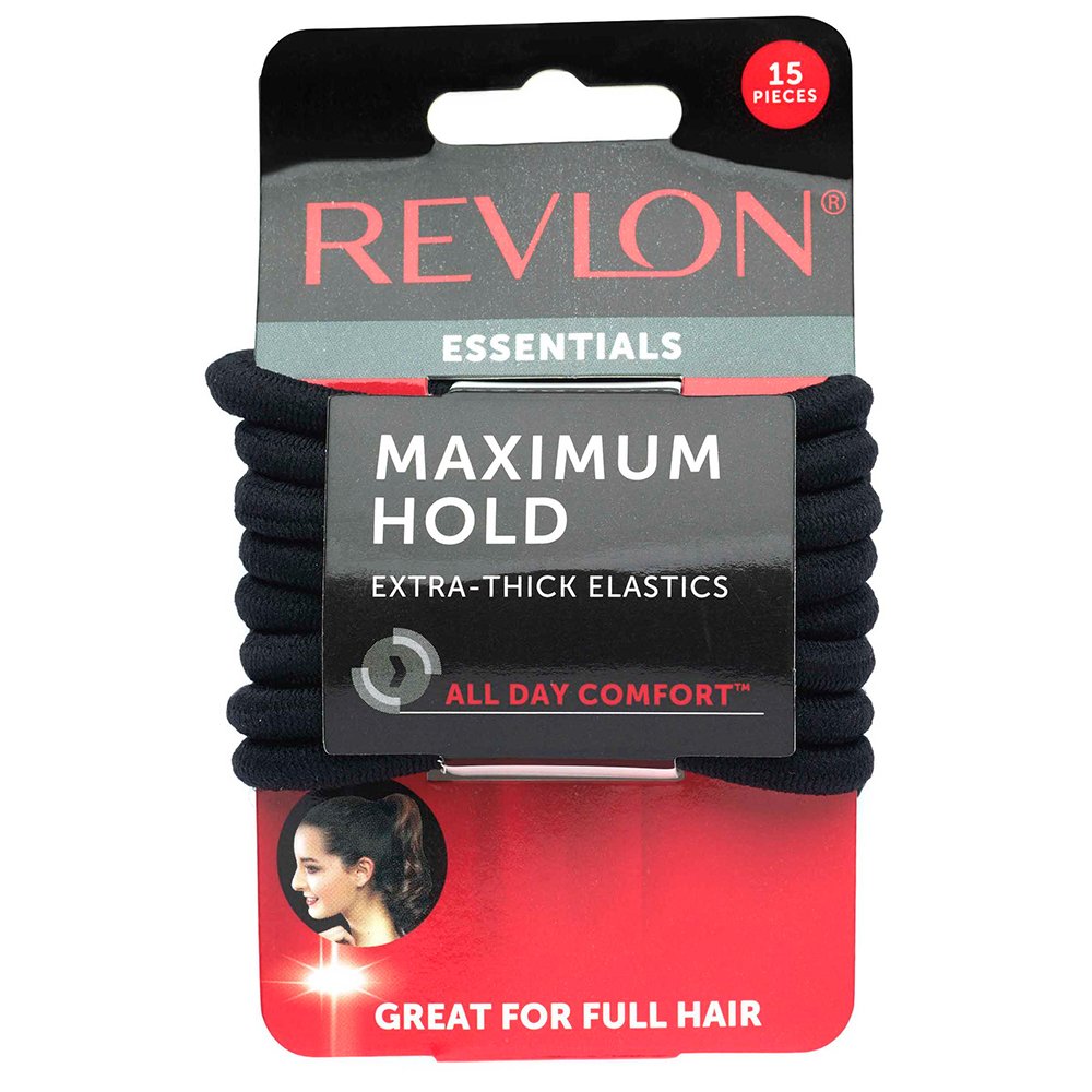 REVLON Extra Thick Black Hair Elastics, 15 Count