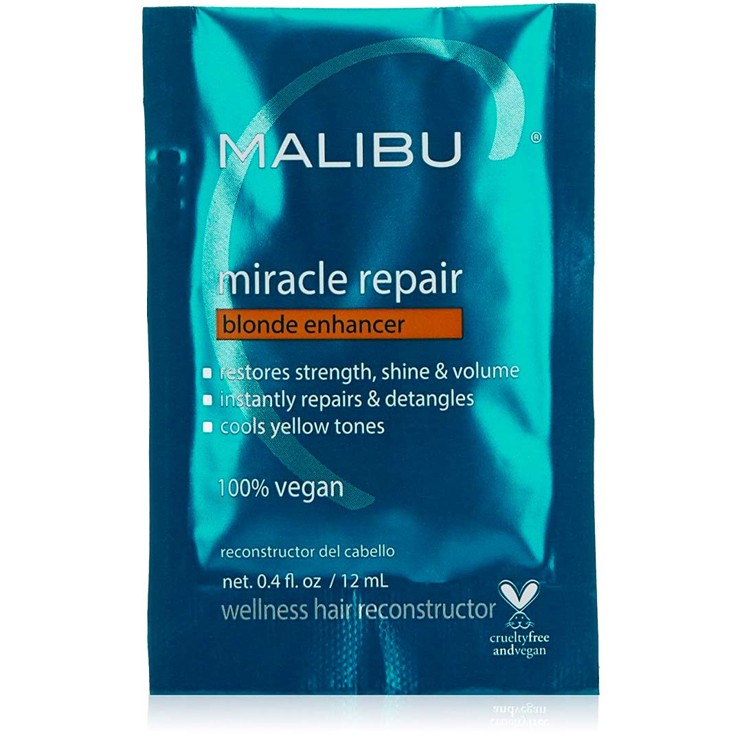 Malibu C Miracle Repair Hair Reconstructor, Blonde Enhancer (1 Packet) - Nourishing Hair Repair Treatment for Damaged Blonde Str