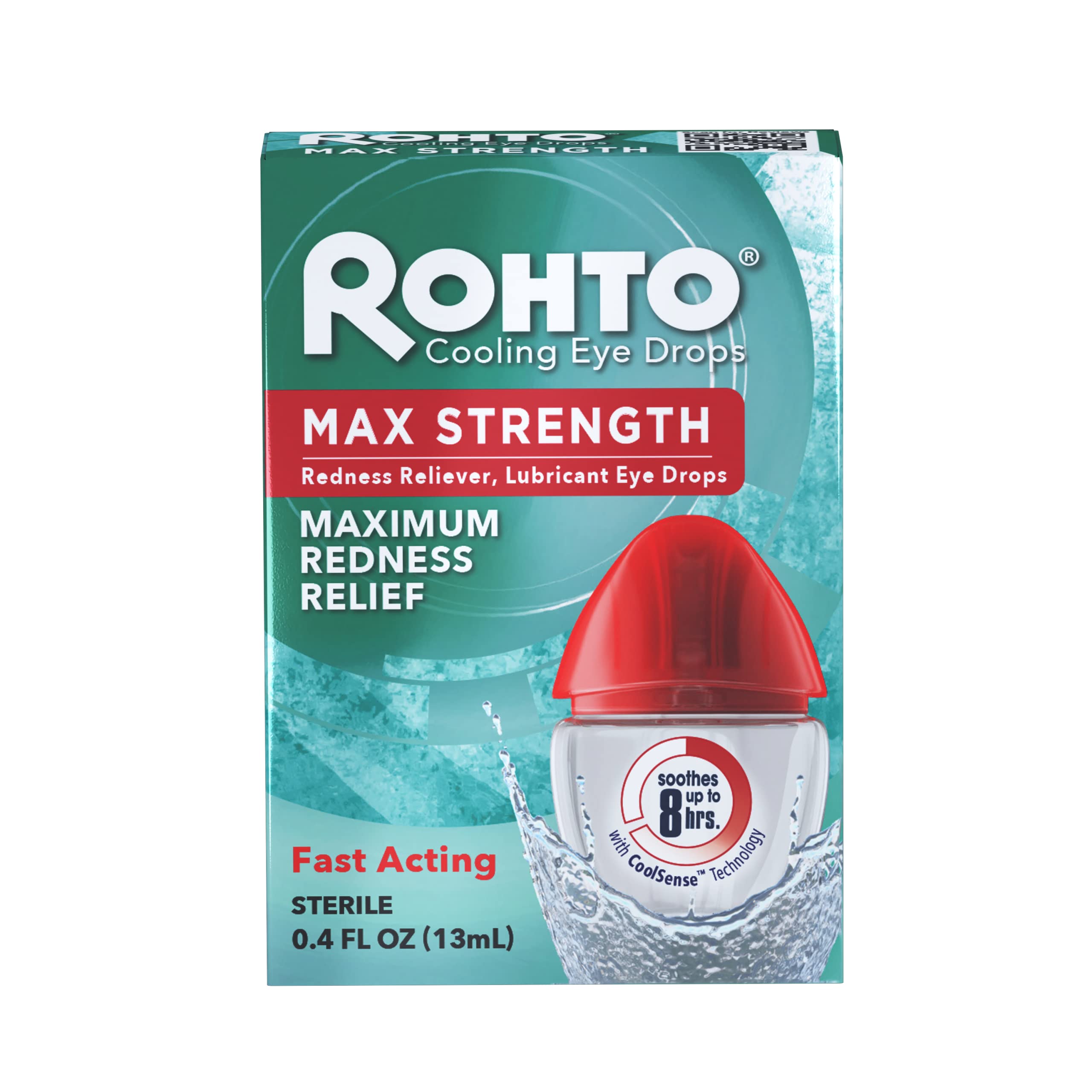Rohto Maximum Strength Eye Drops, Redness Relief for Itchy Eye, Dry Eye Relief, and Irritated Eyes, Pack of 1