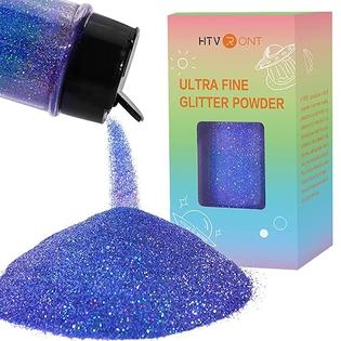HTVRONT Holographic Ultra Fine Glitter Powder - Blue Resin Glitter  50g/1.76oz, Double-Duty Cap Craft