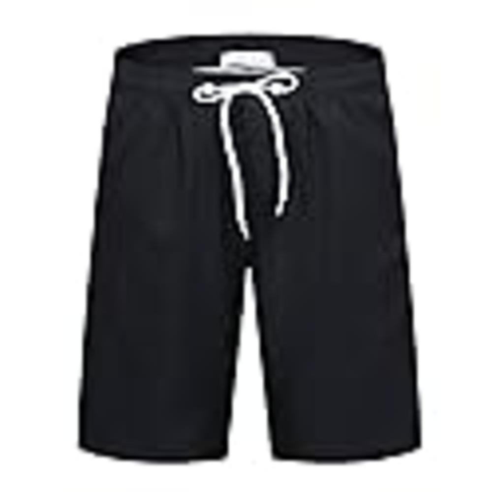 APTRO Men's Swim Trunks Long Swimwear Beach Shorts Bathing Suits 5ST-127 S Solid Black…