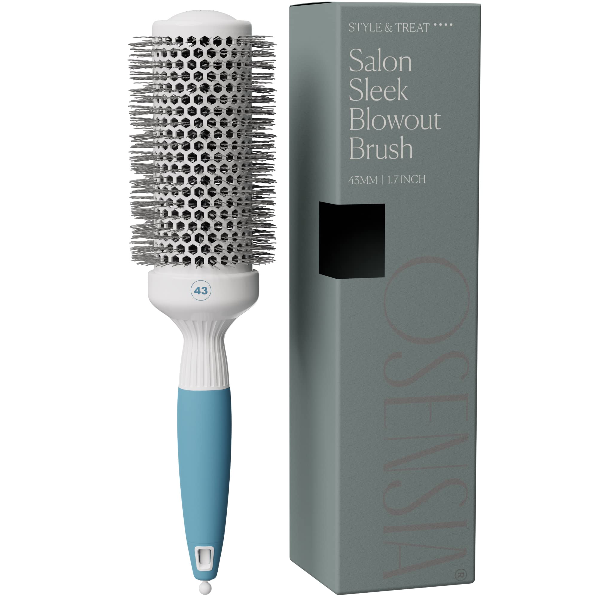 Osensia Round Brush for Blow Drying - Medium Ceramic Ionic Thermal Barrel Brush for Sleek, Precise Heat Styling and Blowout Volume - Lig