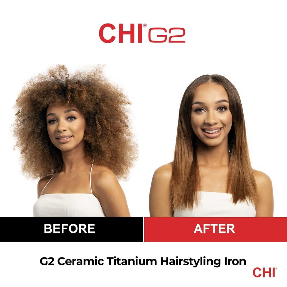 CHI G2 Professional Hair Straightener Titanium Infused Ceramic Plates Flat Iron | 1 1/4" Color Coded Temperature Ranges up 425°F