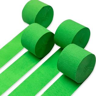 PartyWoo Crepe Paper Streamers 4 Rolls 328ft, Pack of Lime Green