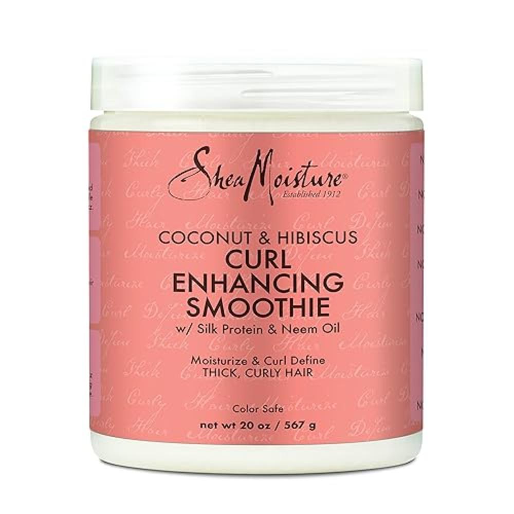 SheaMoisture Curl Enhancing Smoothie Hair Cream for Thick, Curly Hair Coconut and Hibiscus Sulfate Free and Paraben Free Curl Cr