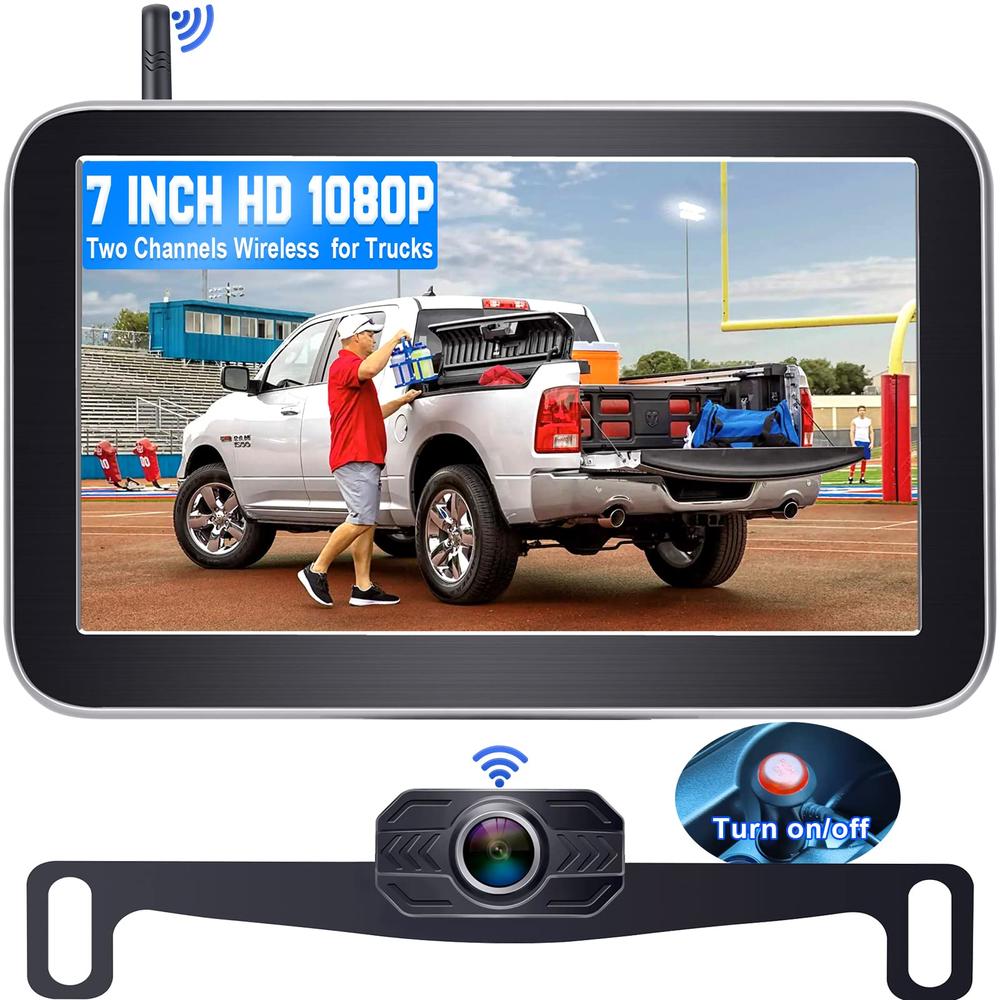 DoHonest Wireless Backup Camera 7-Inch: Plug and Play Easy to Install Truck Car Monitor Kit HD 1080P Bluetooth Reverse Cam for P