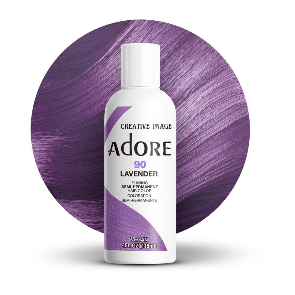 Adore Semi Permanent Hair Color - Vegan and Cruelty-Free Hair Dye - 4 Fl Oz - 090 Lavender (Pack of 1)
