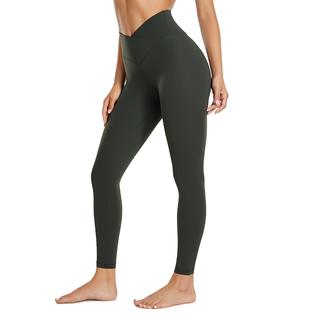 CRZ YOGA Womens Butterluxe Cross Waist Workout Leggings 25 Inches - V  Crossover High Waisted Gym Athletic