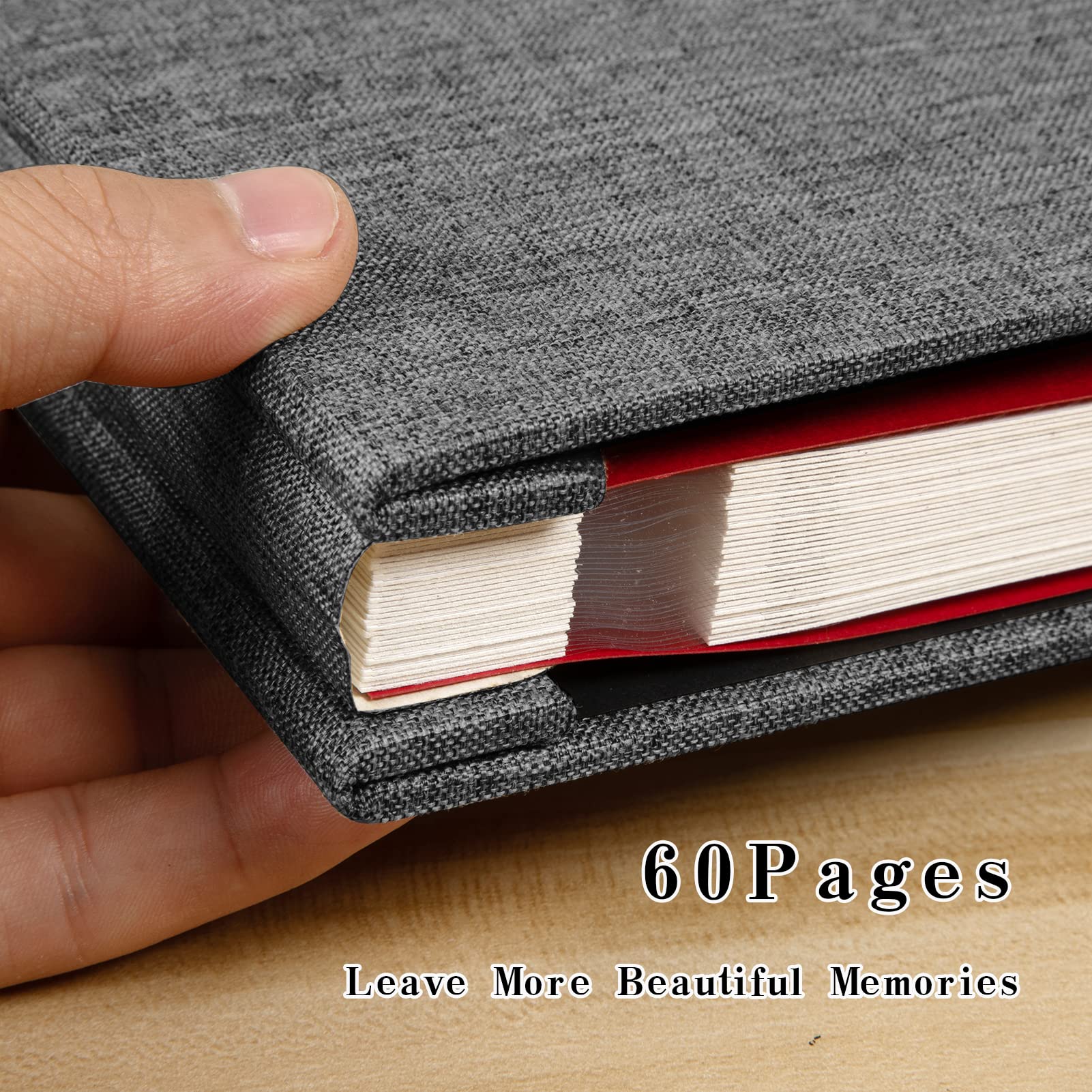 Spbapr Large Photo Album Self Adhesive Linen Cover Magnetic Scrapbook Album DIY Scrap Book 60 Black Sticky Pages for 4x6 5x7 8x1