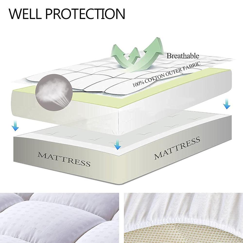 EASELAND Queen Size Mattress Pad Pillow Top Mattress Cover Quilted Fitted Mattress Protector Cotton Top Stretches up 8-21" Deep