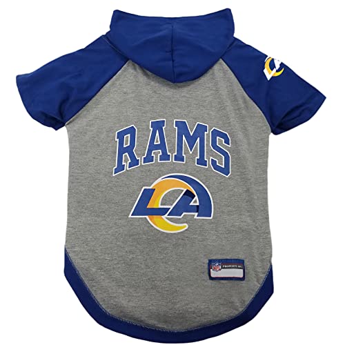Pets First NFL Los Angeles RAMS Hoodie for Dogs & Cats. | NFL Football Licensed Dog Hoody Tee Shirt, Small| Sports Hoody T-Shirt