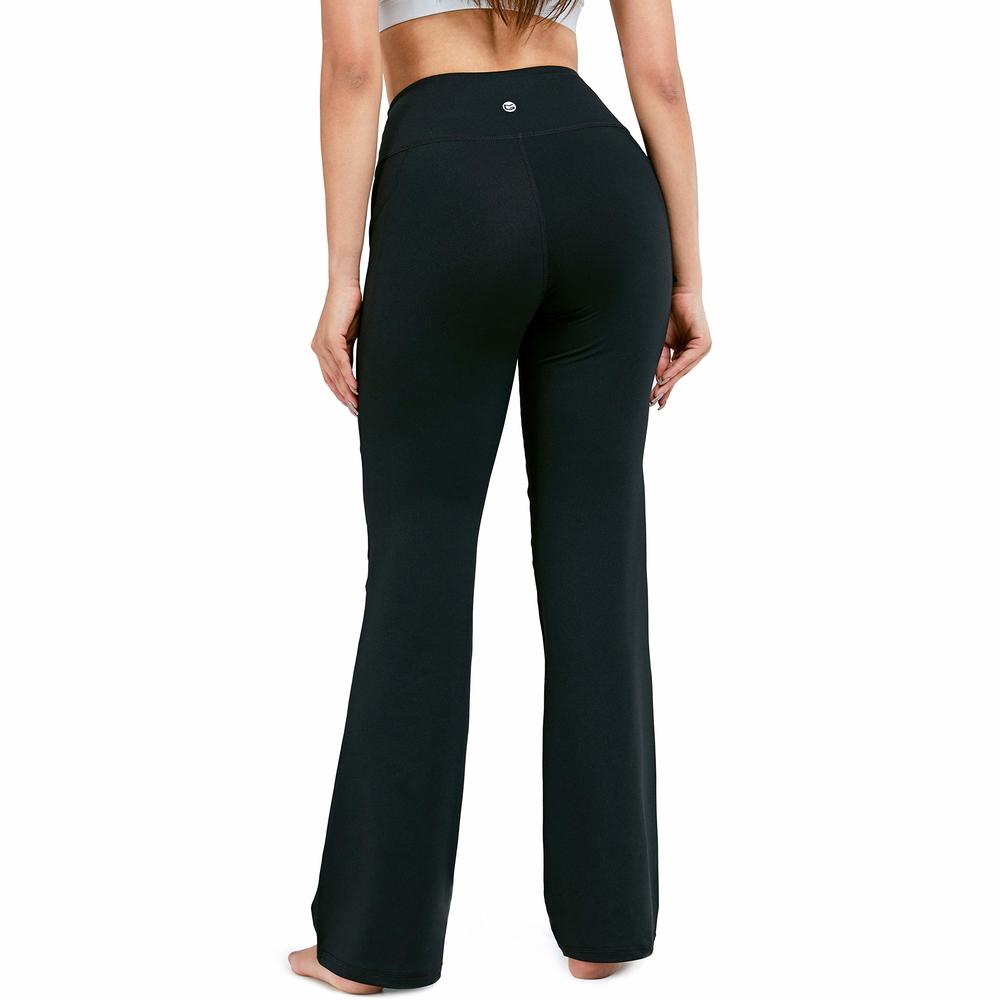 G Gradual 28/30/32/34 Inseam Women's Bootcut Yoga Pants Long Bootleg  High-Waisted Flare Pants with Pockets BlackFlare_32_Small Black