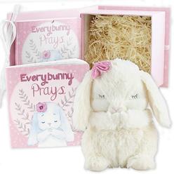 Tickle & Main Everybunny Prays, Baby and Toddler Gift Set with Praying Musical Bunny and Prayer Book in Keepsake Box, Girls, Pin