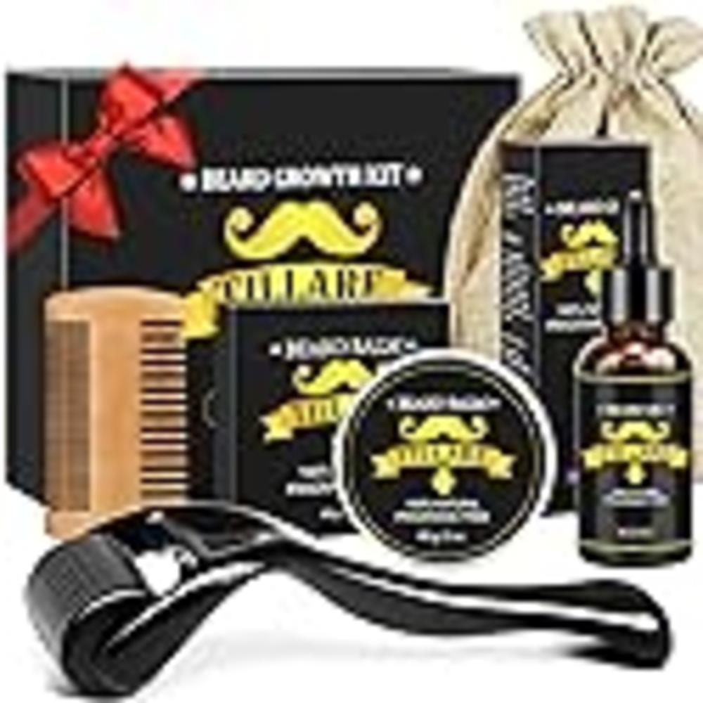 TILLARE Beard Growth Kit - Beard Kit with Beard Oil, Beard Massager, Beard Balm, BeardComb, Birthday Gifts for Men Husband Boyfr
