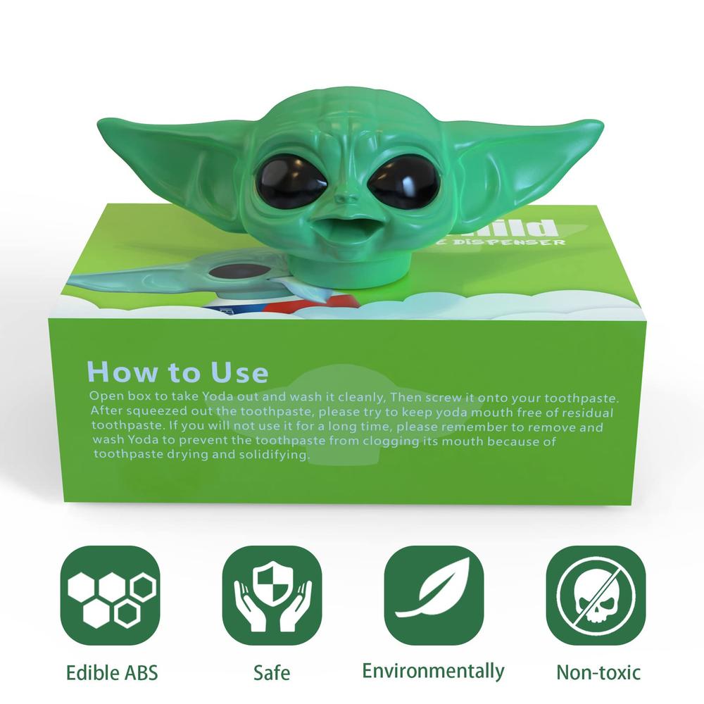 BonneChance 2022 New Baby Y-oda Toothpaste Topper G-rogu Cap The Mandalorian Dispenser for Kids, Star Wars Fans Gift Box